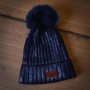 Brit’s Knits Navy Blue Shiny Pom Pom Knit Hat